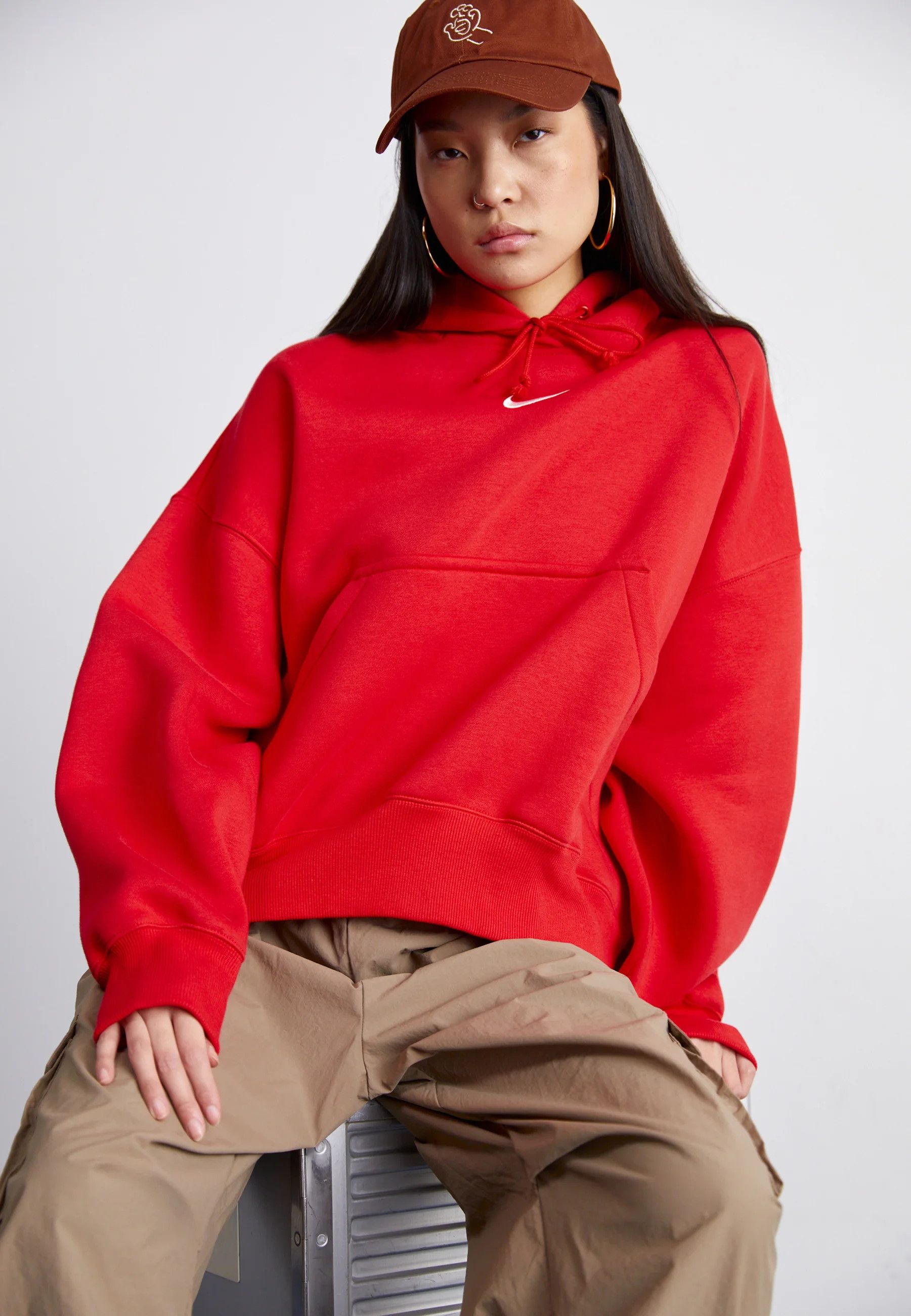 Nike Nike Center Swoosh Boxy Hoodie Womens Red Size XL / US 12-14 / IT 48-50 - 3 Thumbnail