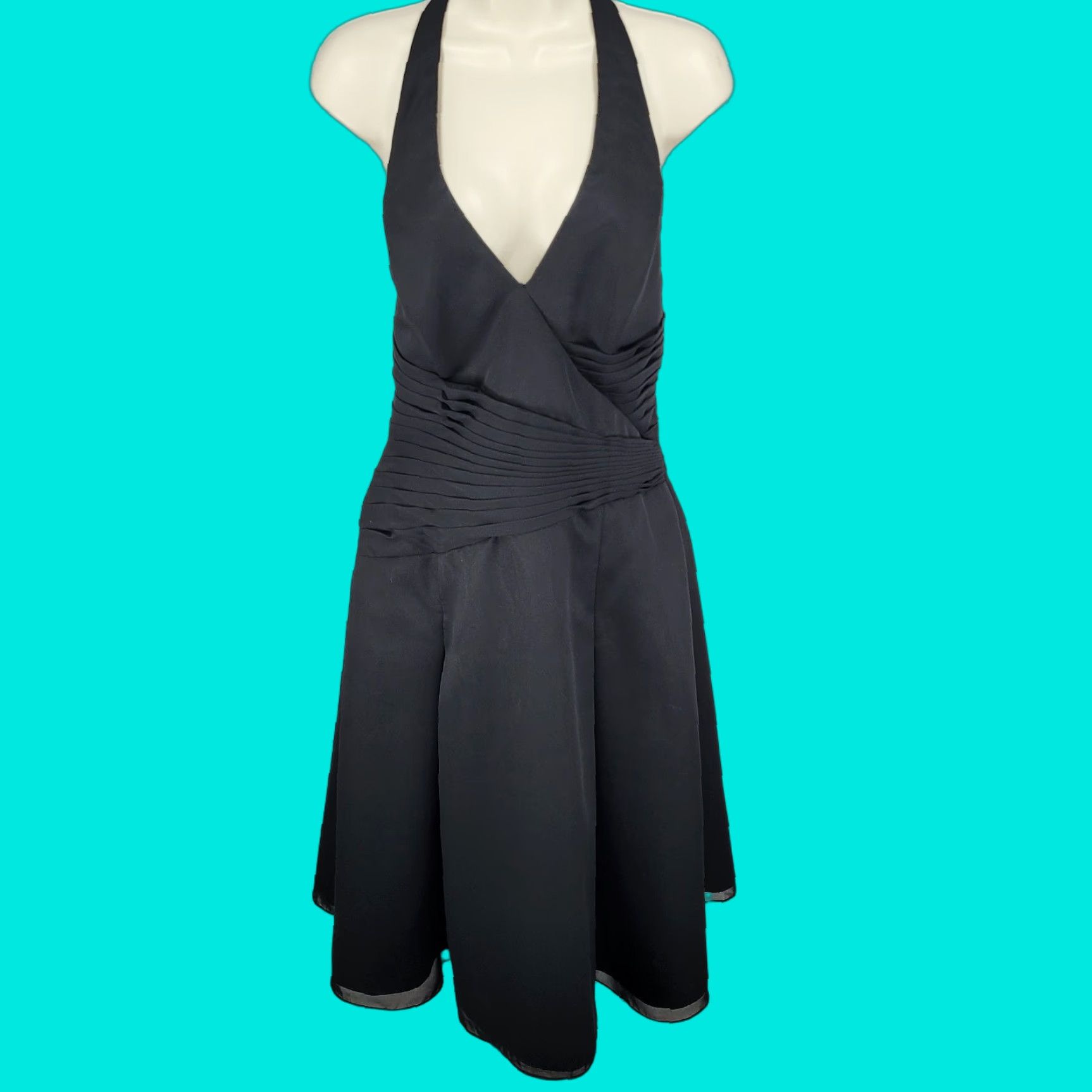 Vintage Modern Maids Mary’s Import Bridal's Black Backless Halter A-Line Midi Dress 14 Size XL / US 12-14 / IT 48-50 - 1 Thumbnail