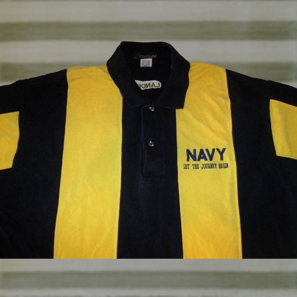 Vintage United States NAVY Let The Journey Begin VTG Polo Shirt Men XL Blue Embroidered USA Landers Polo Size US XL / EU 56 / 4 - 1 Thumbnail