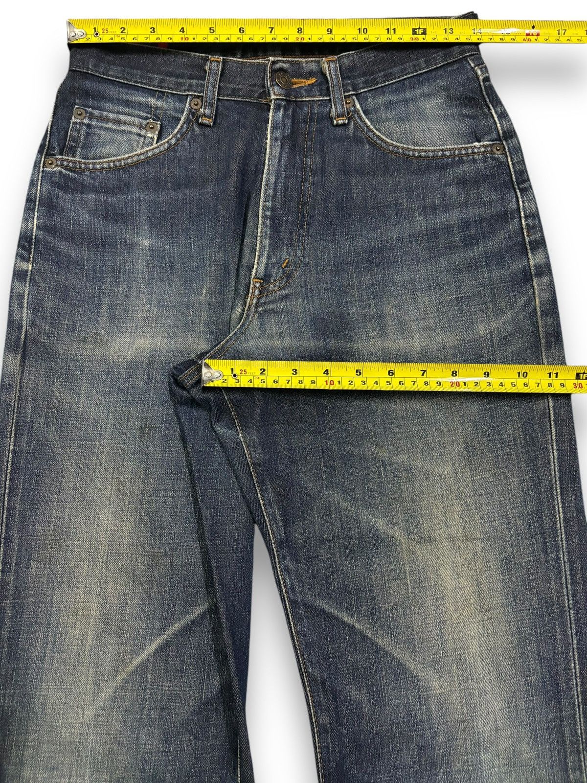 Edwin Vintage Edwin 503Z Dark Blue Wash Loose Fit Ripped Jeans Size US 28 / EU 44 - 17 Thumbnail