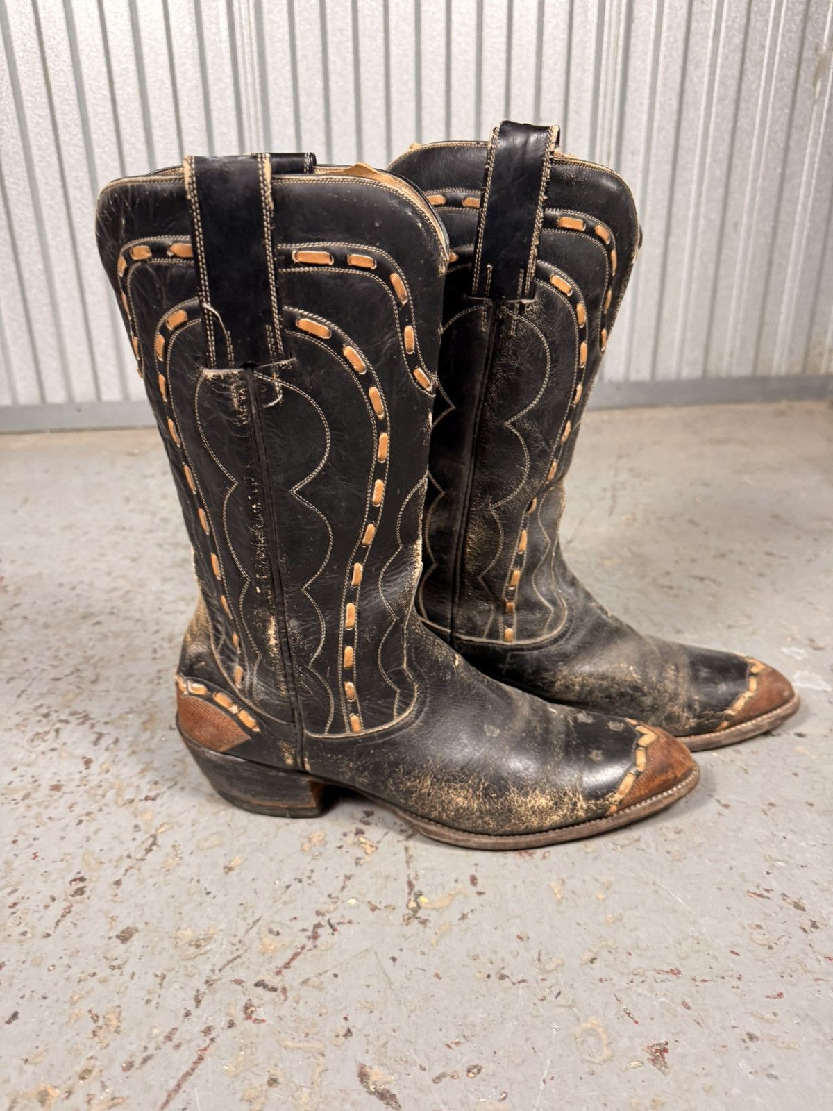 Vaquera 80s Vintage Vaquero Distressed Brown Lizard Toe Cowboy Boots Size US 9 / EU 42 - 2 Thumbnail