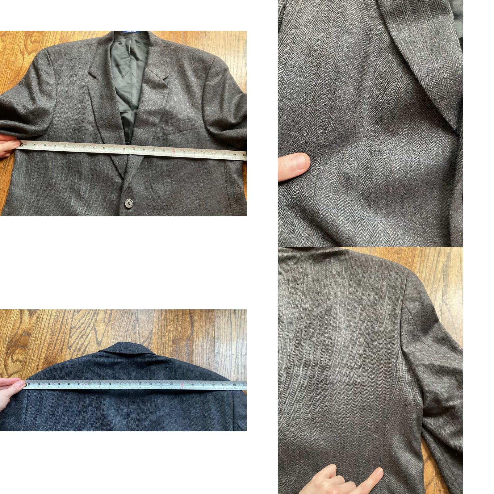 Ralph Lauren Ralph Lauren Blazer Mens 44R Herringbone Wool Dark Gray Notch Lapel 3-Button Jacket Coat Regular Size 44 2 Piece Vintage No Brown/Gray? Size 44R - 8 Thumbnail