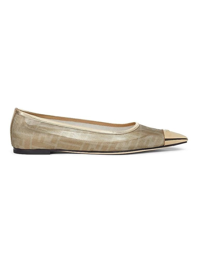 Fendi o1B3y1r0426 Colibri FF Logo Mesh Ballet Flats in Gold Size US 11 / IT 41 - 1 Thumbnail