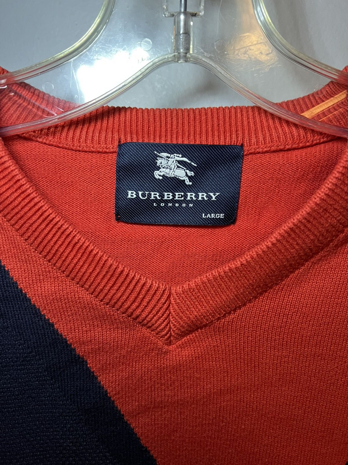 Burberry Vintage Burberry multi knit colour split v-neck sweater Size US L / EU 52-54 / 3 - 3 Thumbnail