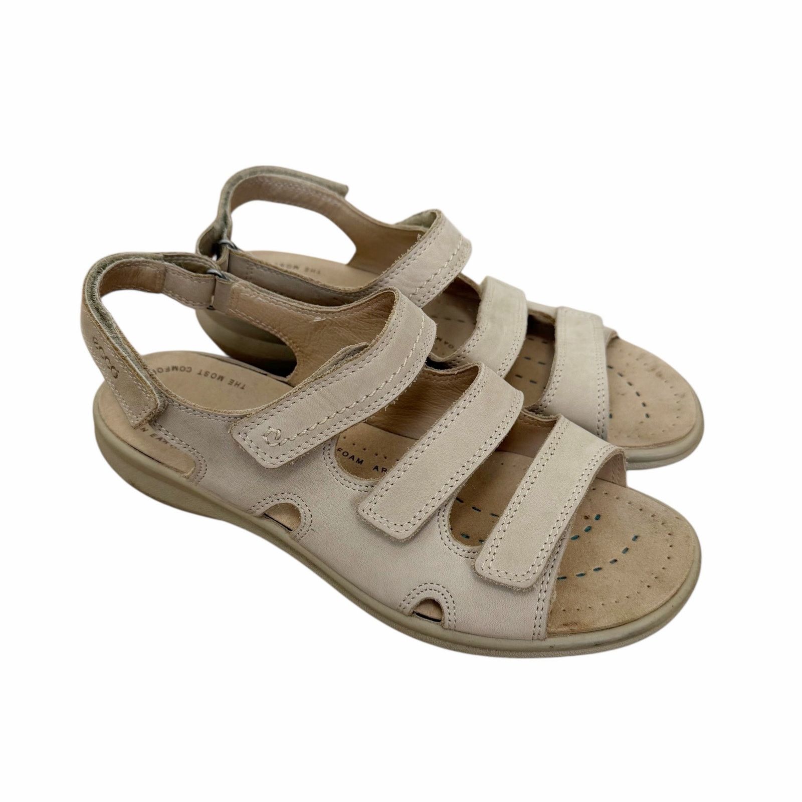 Ecco Ecco Beige Leather Breeze 3 Strap Sandals Sz 39 Size US 8.5 / IT 38.5 - 1 Thumbnail