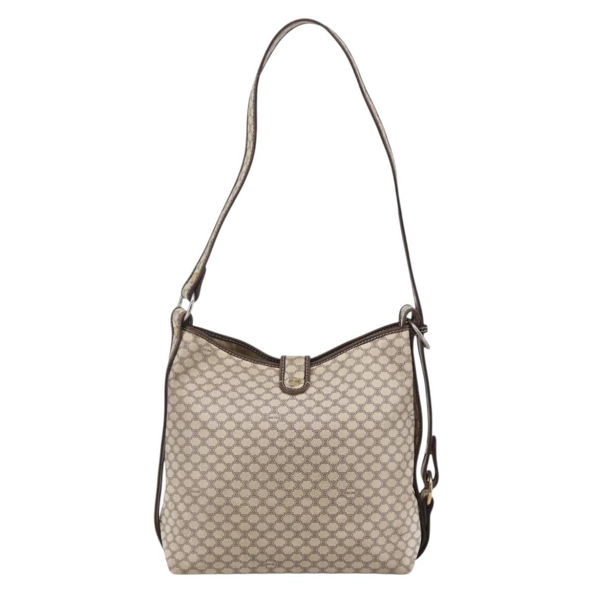 Celine CELINE Macadam Canvas Shoulder Bag Pvc Leather White Gold Size ONE SIZE - 3 Thumbnail