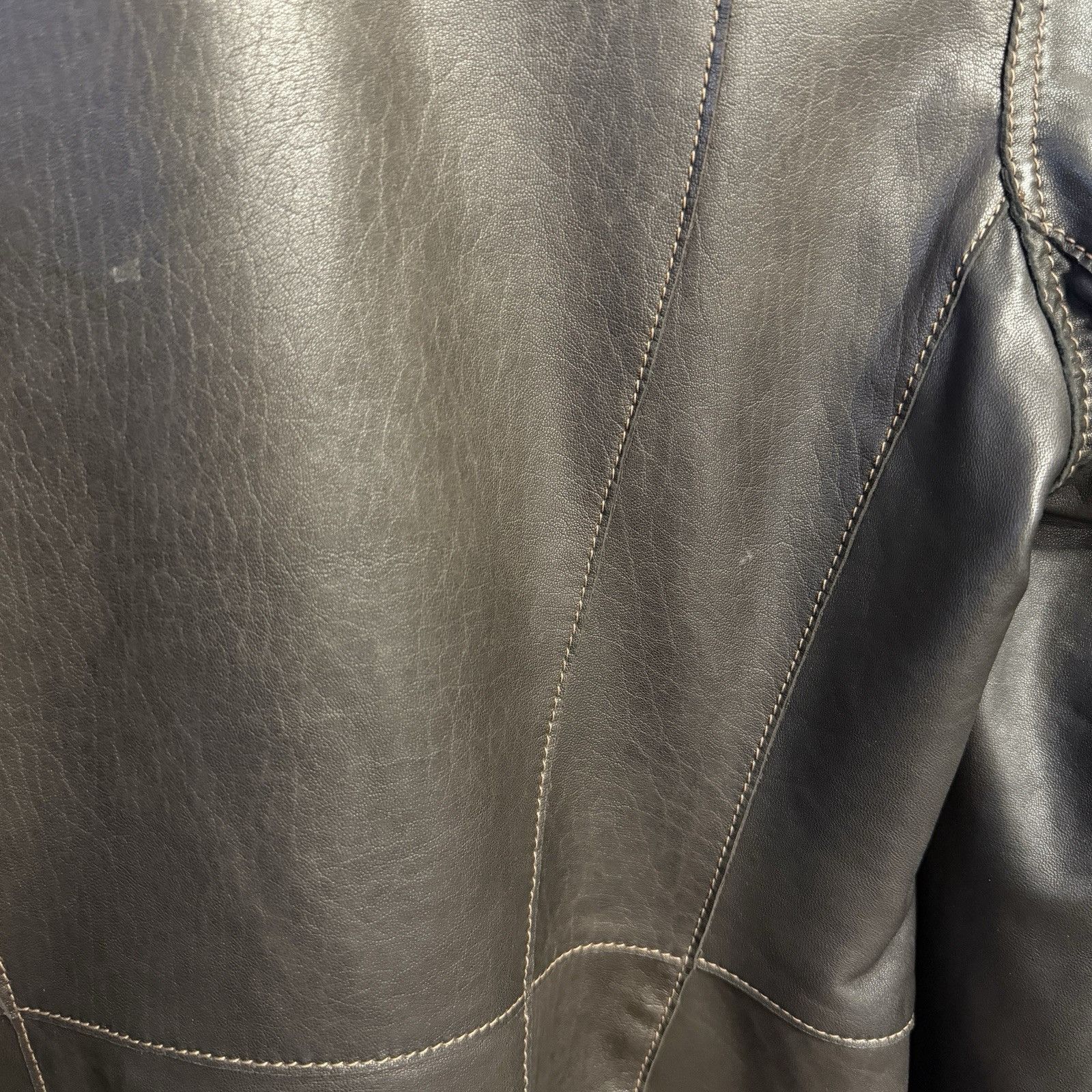 Vintage Burns 1876 Womens Leather Jacket Black Fringe Western Biker Size M / US 6-8 / IT 42-44 - 9 Thumbnail