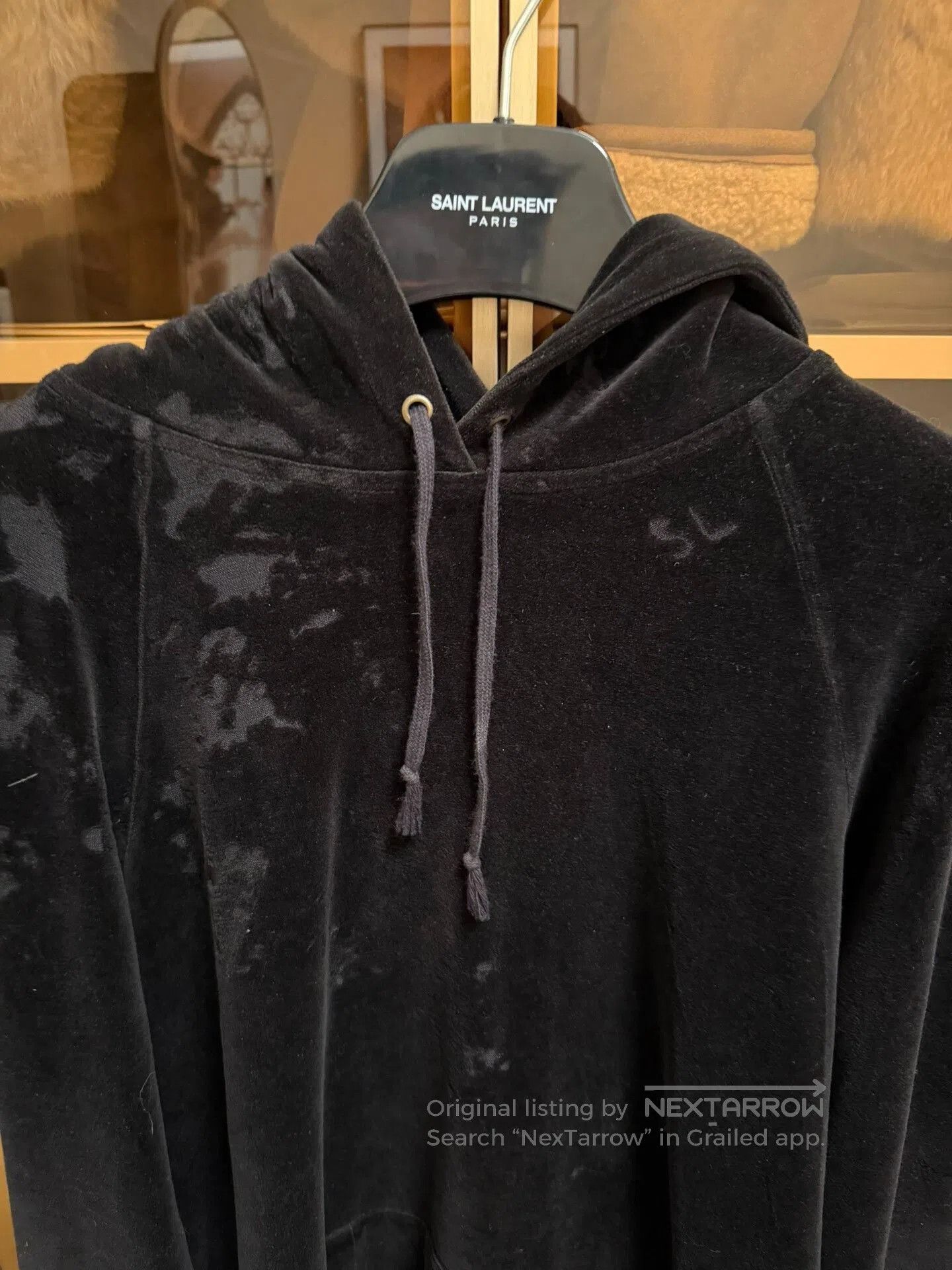 Saint Laurent Paris Saint Laurent Black Velvet Hoodie XL. Size US XL / EU 56 / 4 - 2 Thumbnail