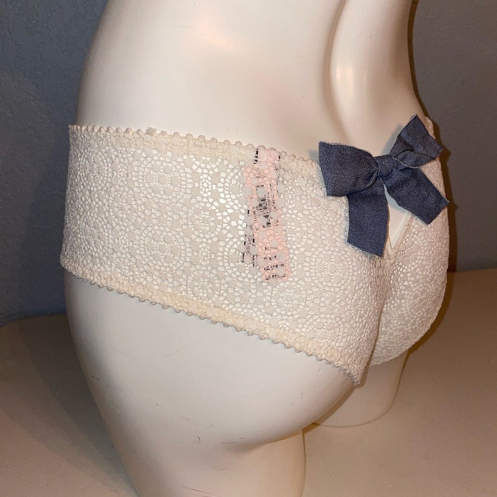 Victoria's Secret Victoria’s Secret Cheeky Panty Lace Panty Denim Bow Back Size ONE SIZE - 1 Thumbnail