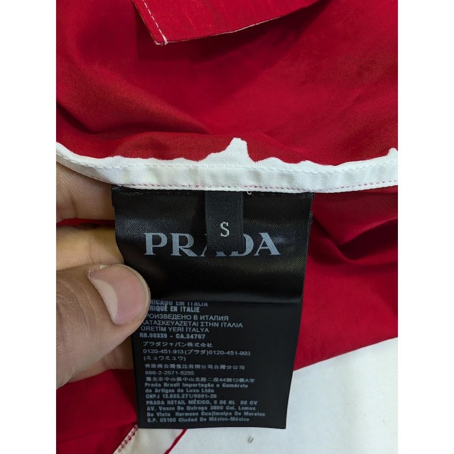 Prada o1rshd1 Popeline Shirt in Rosso Size US S / EU 44-46 / 1 - 14 Thumbnail