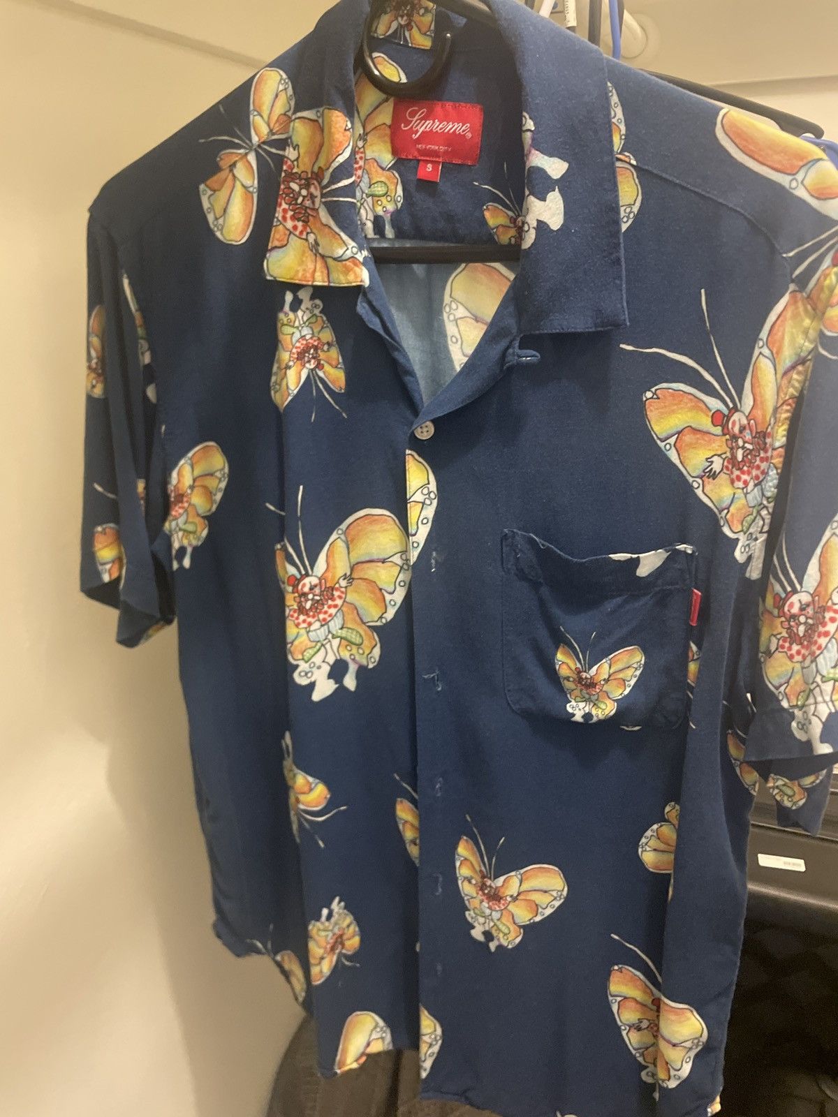 image of Supreme Gonz Butterfly Shirt in Navy, Men's (Size Small)