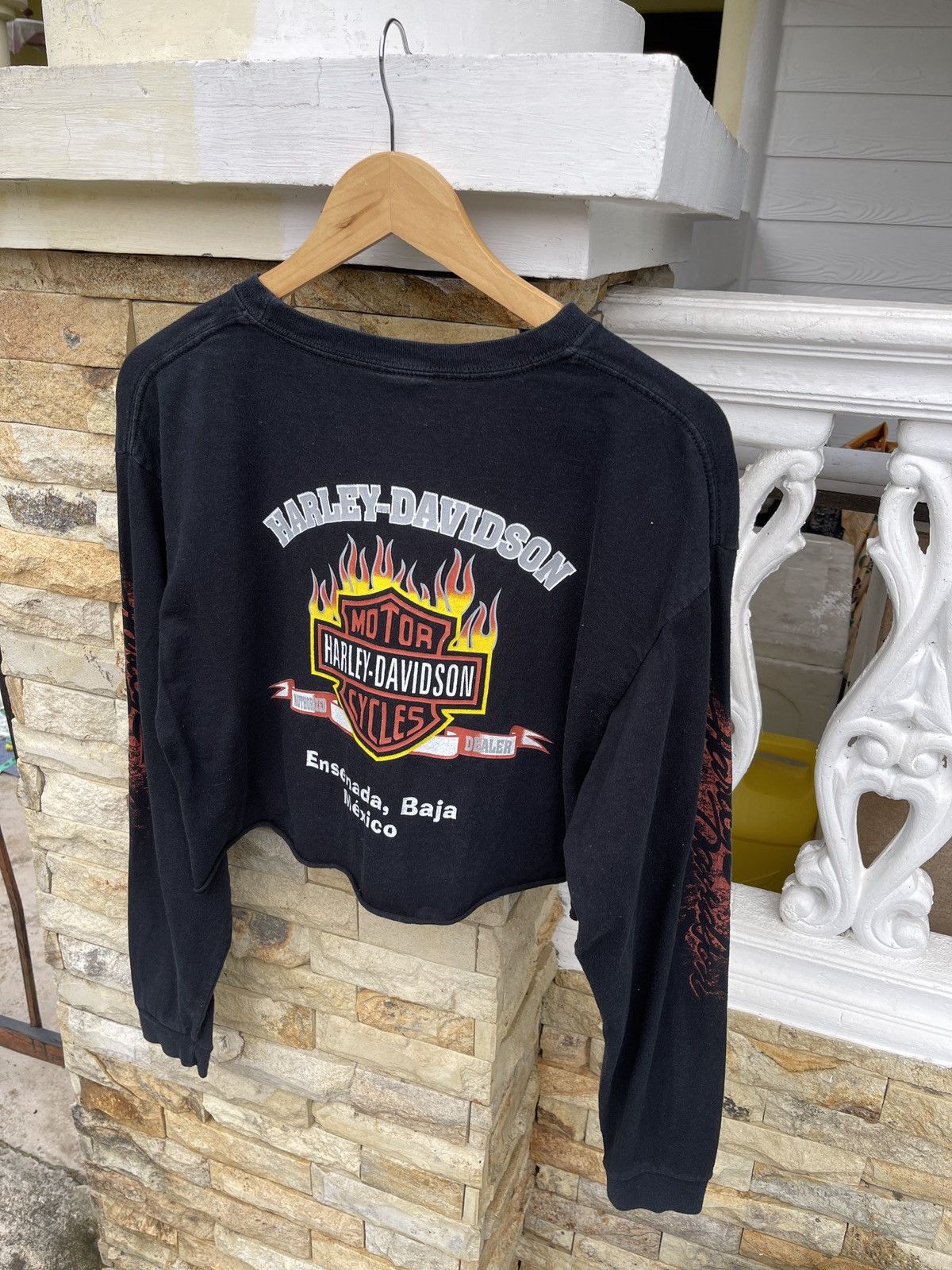 Harley Davidson × Vintage LastDrop🔥Rare🔥Vtg Harley Davidson Thrashed Flame Long Sleeve Size US L / EU 52-54 / 3 - 4 Thumbnail