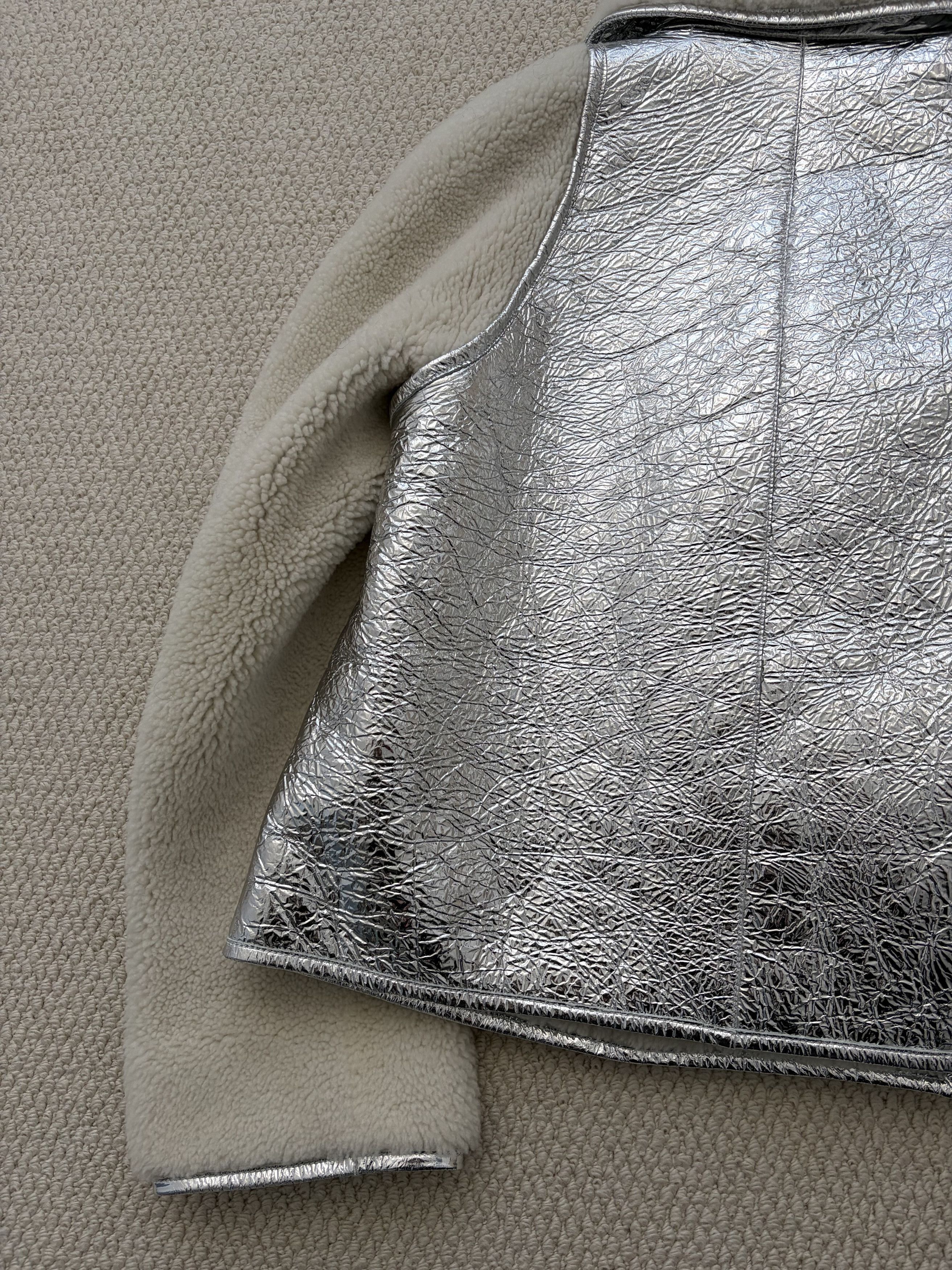 Chanel Chanel Metallic Silver Shearling Coat. Size XS / US 0-2 / IT 36-38 - 9 Thumbnail
