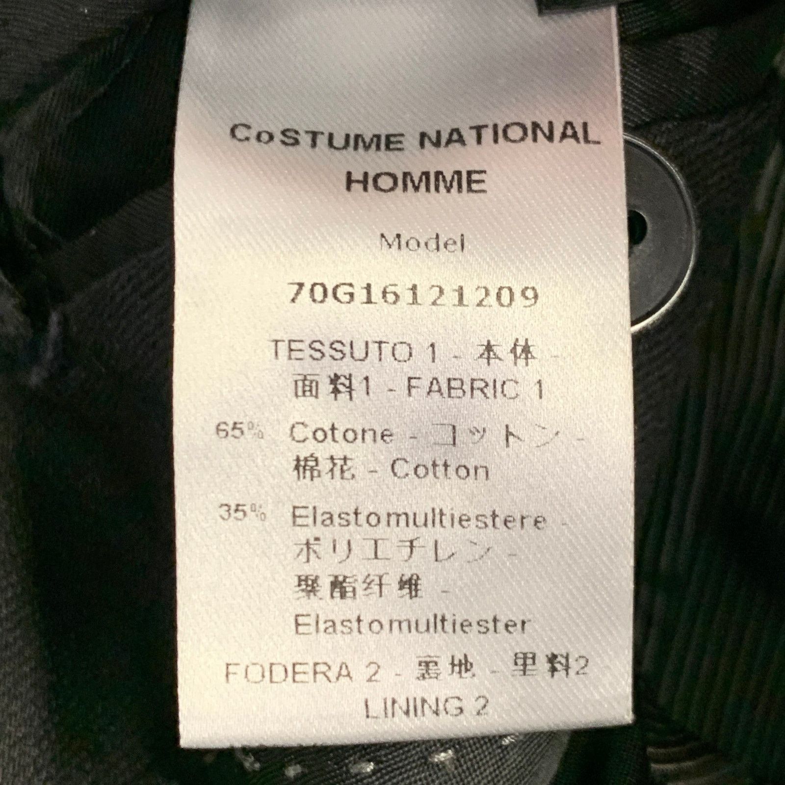 Costume National CoSTUME NATIONAL Black Cotton Blend Peak Lapel Sport Coat Size 36R - 10 Thumbnail