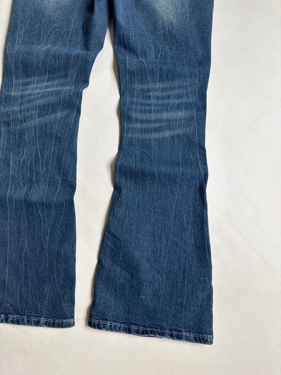 Japanese Brand Vintage Gothic Flared Womens Jeans With Leather Details Y2K Size 30" / US 8 / IT 44 - 3 Thumbnail