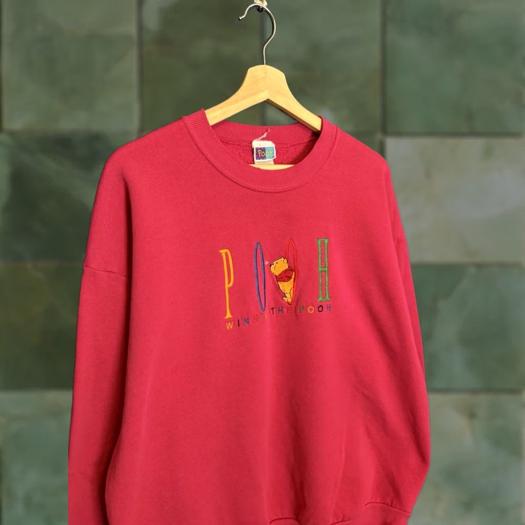 Disney VINTAGE Disney Winnie The Pooh Pink Embroidered Sweatshirt XL Men 90s Pullover Size XL Sweatshirt Pink Embroidered 90s Boys Womens Mens Size US XL / EU 56 / 4 - 1 Thumbnail