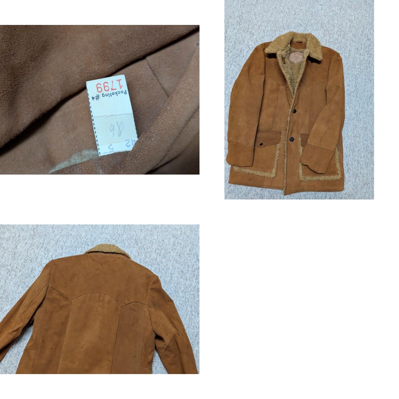 Vintage VINTAGE Gary Gordon leather coat Jacket Men 42 Brown Split-Suede Cowhide Sherpa Southwestern 90s Mens Size US M / EU 48-50 / 2 - 8 Thumbnail
