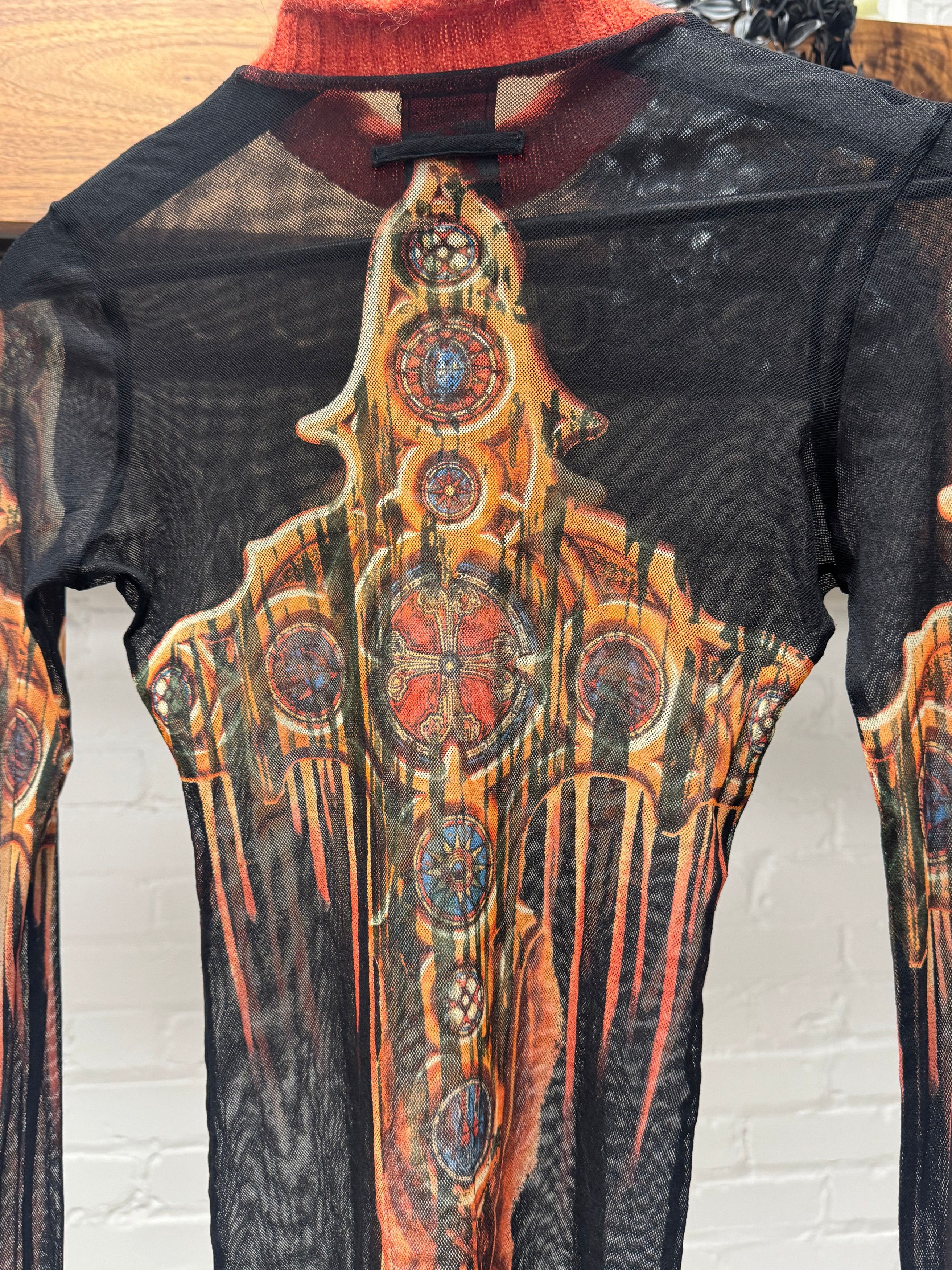 Jean Paul Gaultier AW1998 Jean Paul Gaultier ‘Gothic’ Mesh/Wool Long Sleeve Top Size US M / EU 48-50 / 2 - 5 Thumbnail
