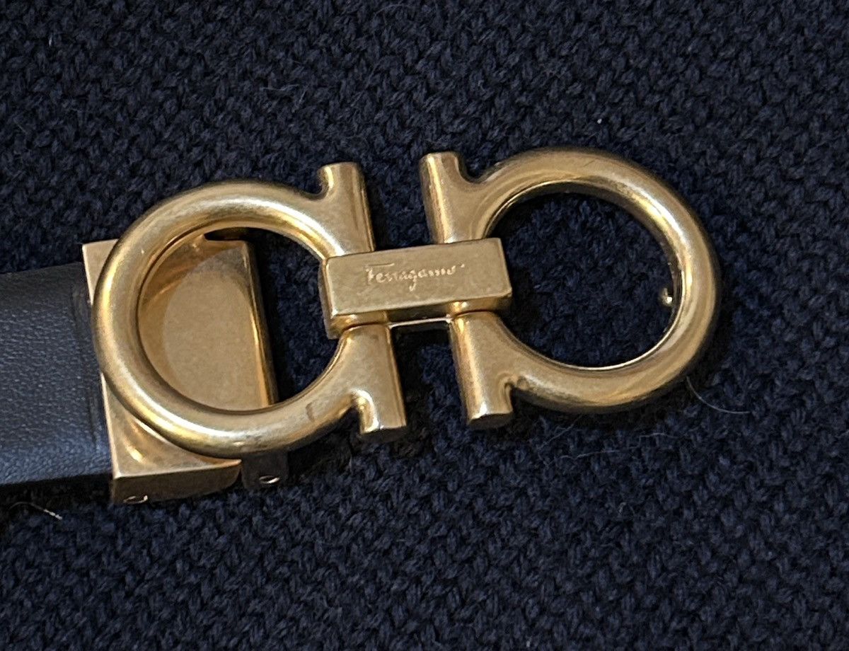 Salvatore Ferragamo SALVATORE FERRAGAMO Logo Leather Belt Black 90cm Size 36 - 3 Thumbnail