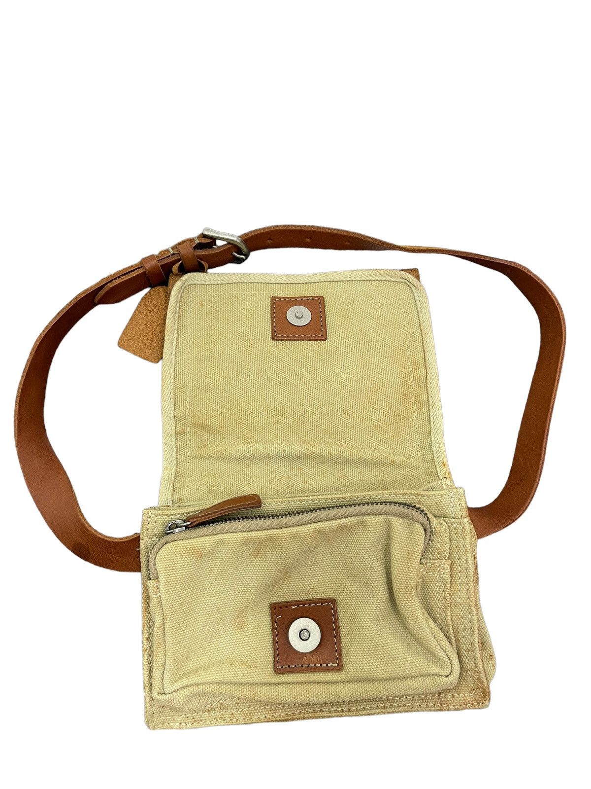 Japanese Brand Waist Bag Paquet Leather Cotton Canvas 3🟩 Size ONE SIZE - 15 Thumbnail