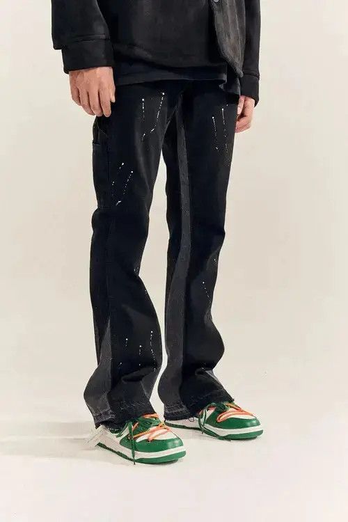 Japanese Brand × Jean Splattered Paint Flare Black Denim Jeans Size US 30 / EU 46 - 3 Thumbnail