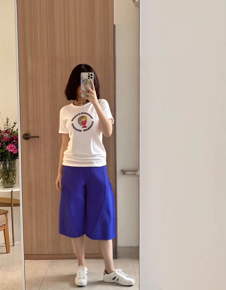 Issey Miyake Issey Miyake size:3 Blue pleated casual pants Size 31" - 5 Thumbnail