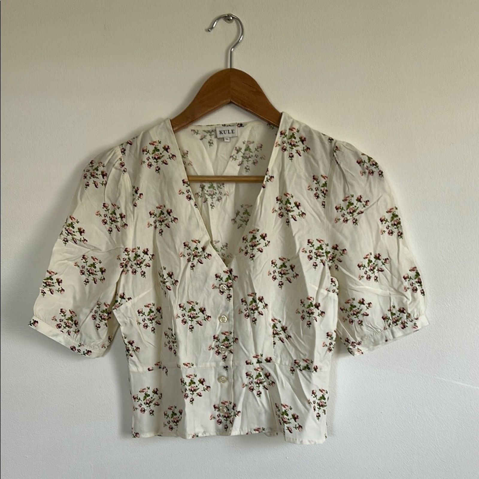 KULE Kule Floral Button Cropped Blouse Size XS / US 0-2 / IT 36-38 - 2 Thumbnail
