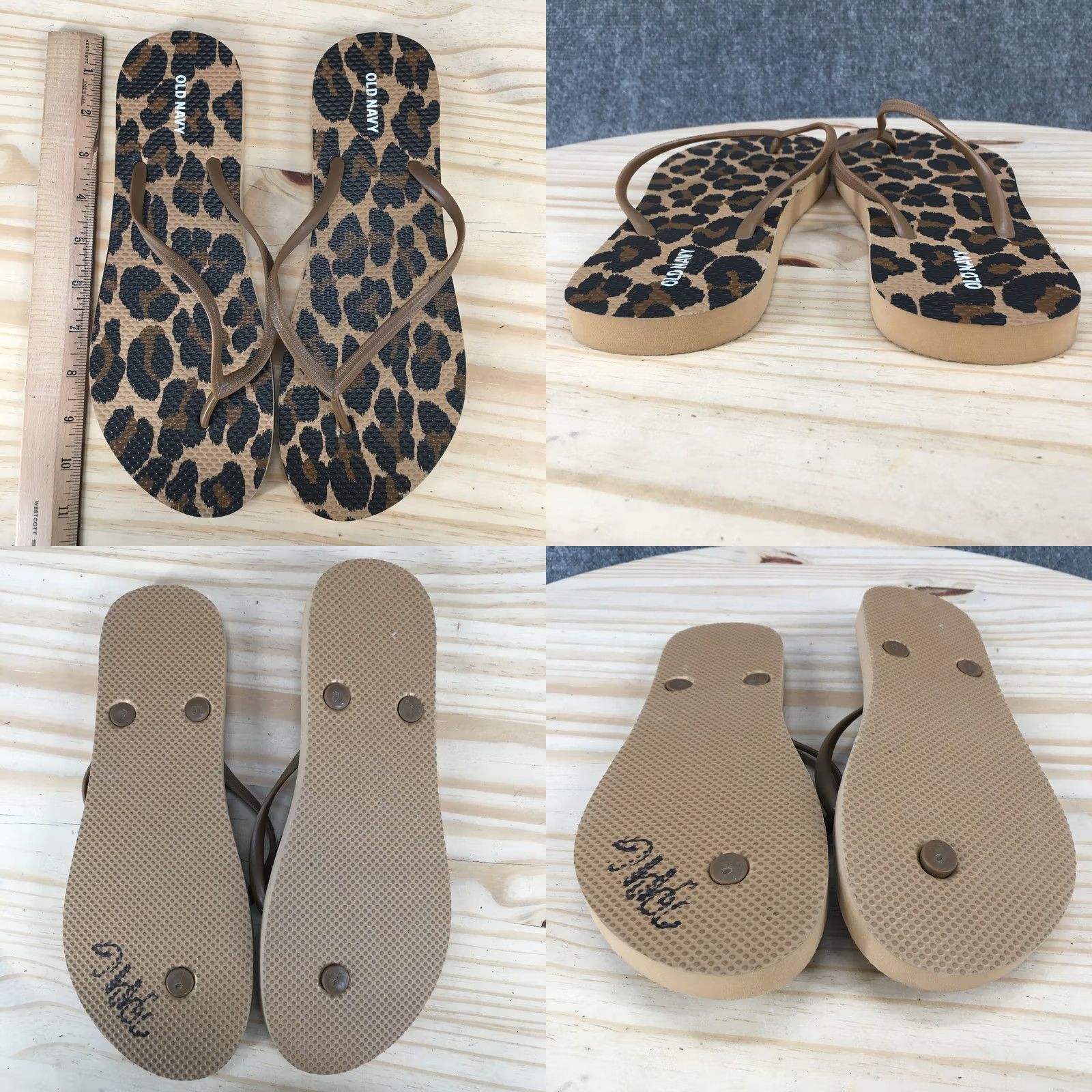 Old Navy Old Navy Sandals Womens 10 Flip Flop Brown Leopard Print Toe-Post Comfort Casual Size US 10 / IT 40 - 8 Thumbnail