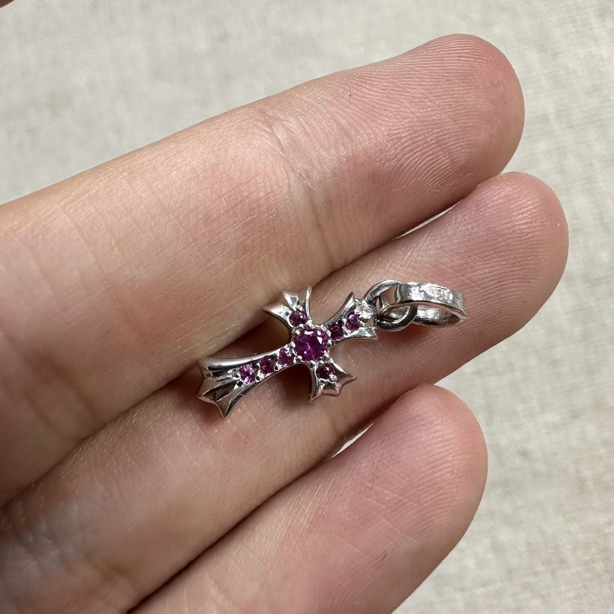 Chrome Hearts Chrome Hearts White Gold Babyfat with Pink Stone Size ONE SIZE - 3 Thumbnail
