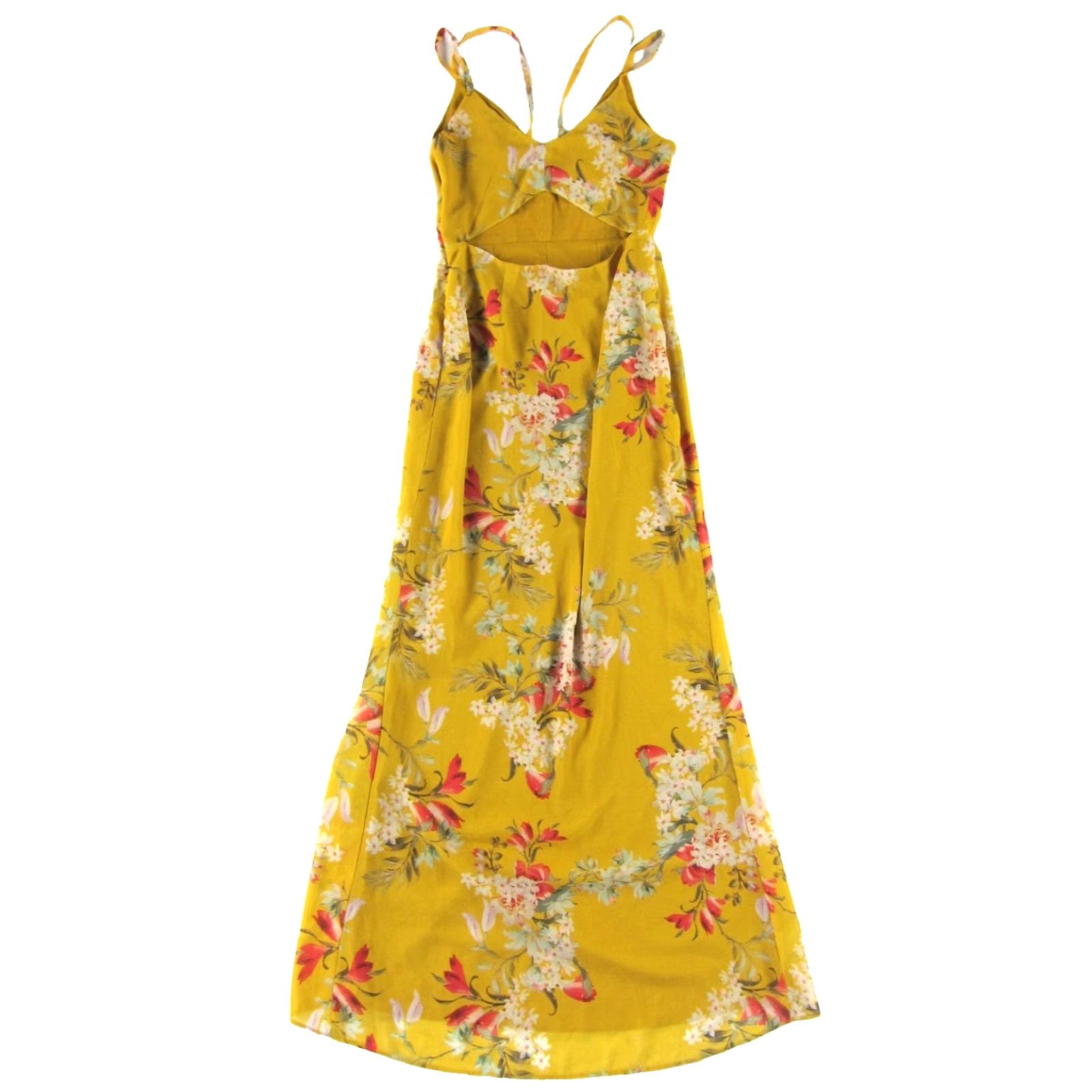 Vintage Hope & Ivy Sun Dress Maxi Floral Open Back Long Yellow 10 Women's Dress 10 Size L / US 10 / IT 46 - 2 Thumbnail