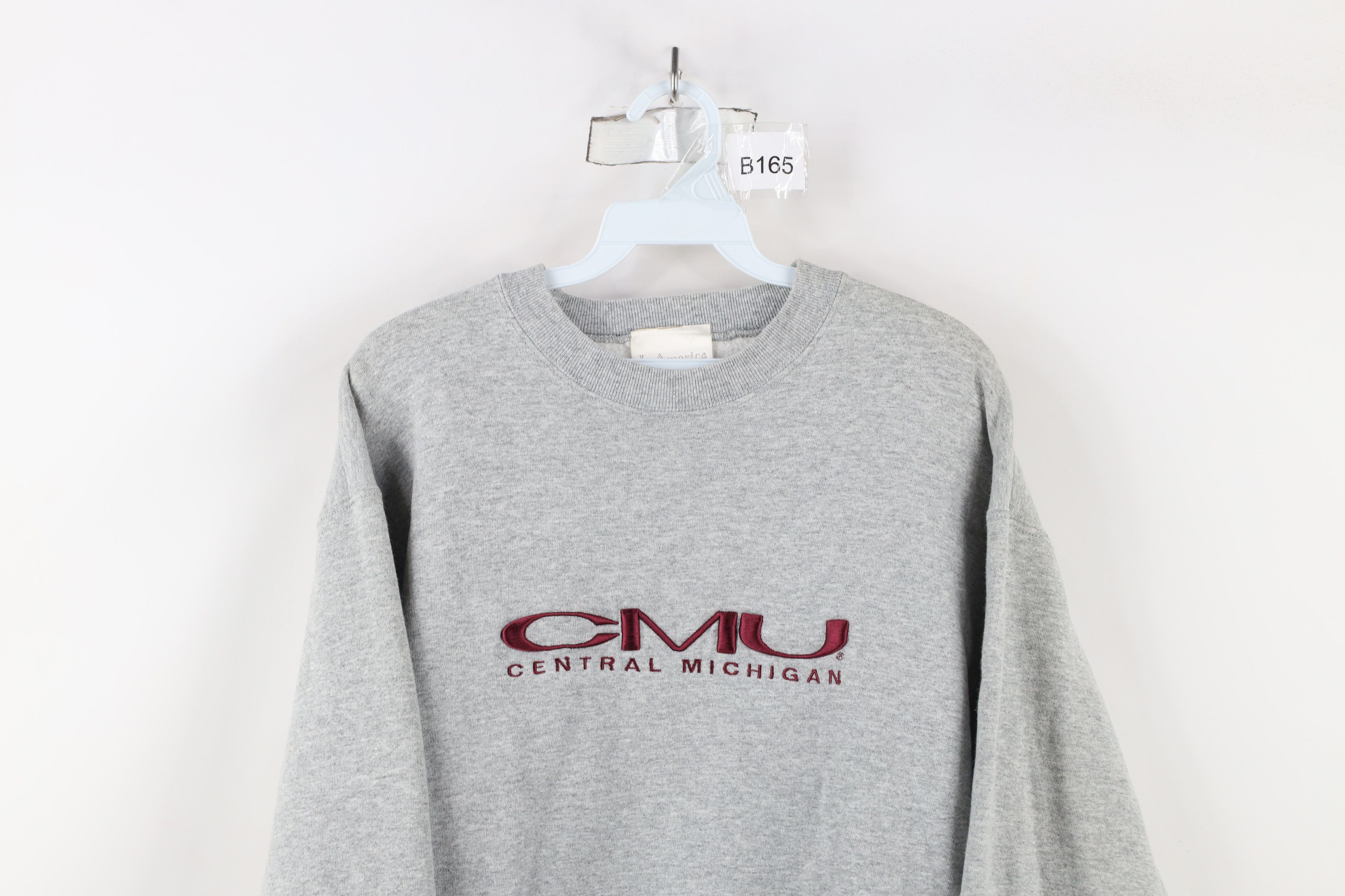 Vintage Vintage 90s Central Michigan University Sweatshirt Gray USA Size L / US 10 / IT 46 - 2 Thumbnail