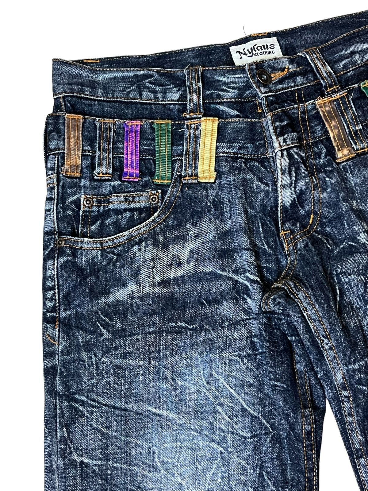 Japanese Brand SICK🔥JAPANESE BRAND "NYLAUS JEANS" DOUBLE WAIST JEANS/DENIM Size US 31 - 5 Thumbnail
