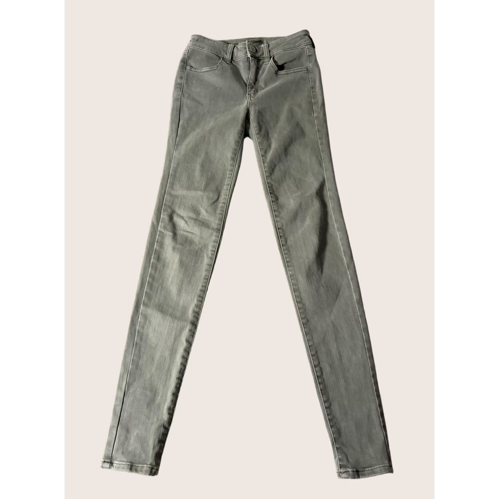 American Eagle Outfitters American Eagle Womens Jeans 0 Long Green Jegging Stretch Size 25" / US 0 / IT 36 - 1 Thumbnail