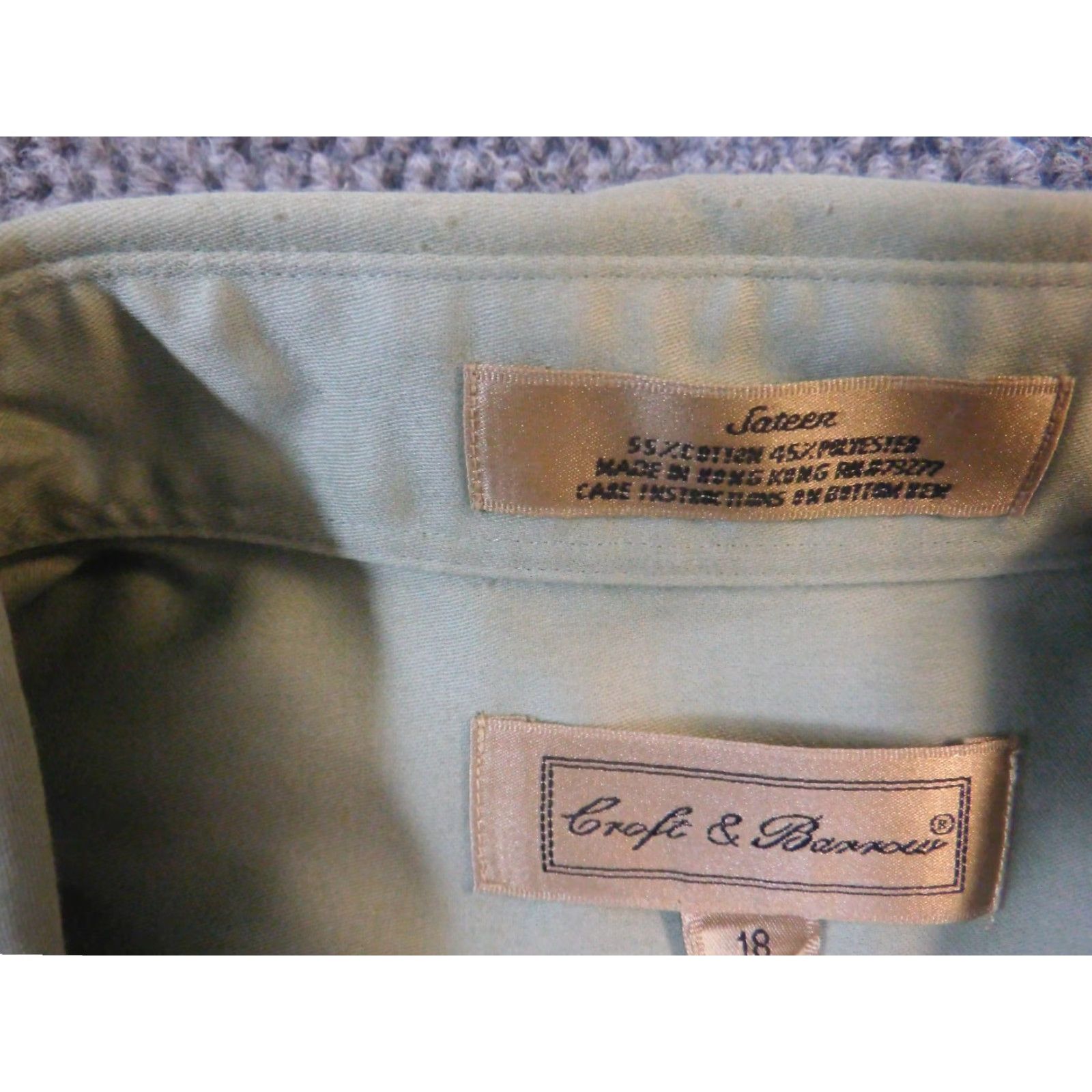 Croft & Barrow Croft & Barrow Shirt Mens 18 Green Button-Down Shirt 18 Green Sateen Cotton Knit Regular Button-Up Collared Long Sleeve Size US XXL / EU 58 / 5 - 5 Thumbnail