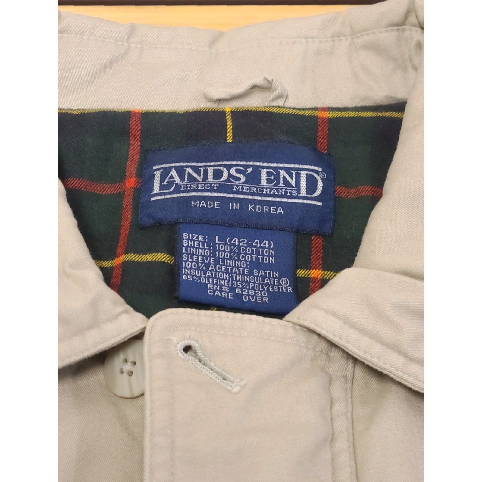 Lands' End Lands' End Jacket Men L Khaki Canvas Lined Overcoat Field Coat Portable Pockets Mid-Length Button Front Size US L / EU 52-54 / 3 - 3 Thumbnail