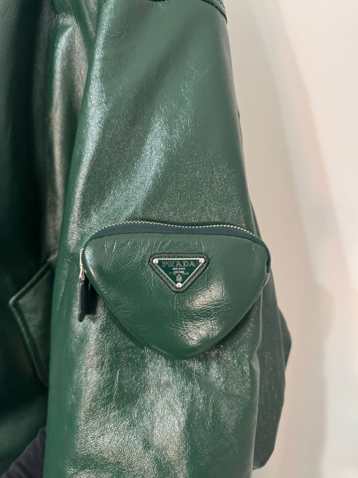 Prada Prada Oversized nappa leather bomber jacket bottle green Size US XXL / EU 58 / 5 - 3 Thumbnail