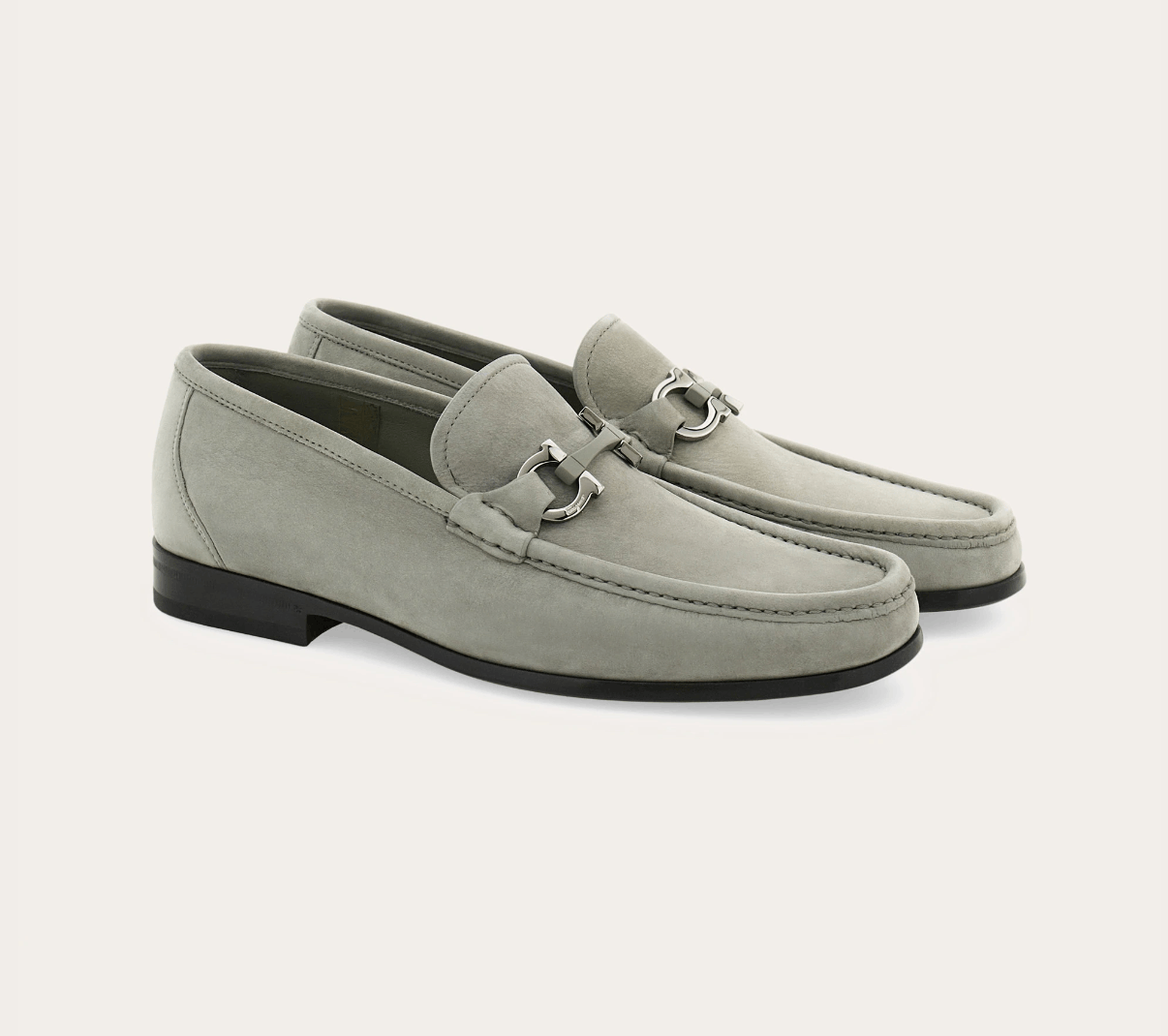 Salvatore Ferragamo o1s1rm0126 Grandioso Suede Loafers in Grey Size US 11 / EU 44 - 4 Thumbnail