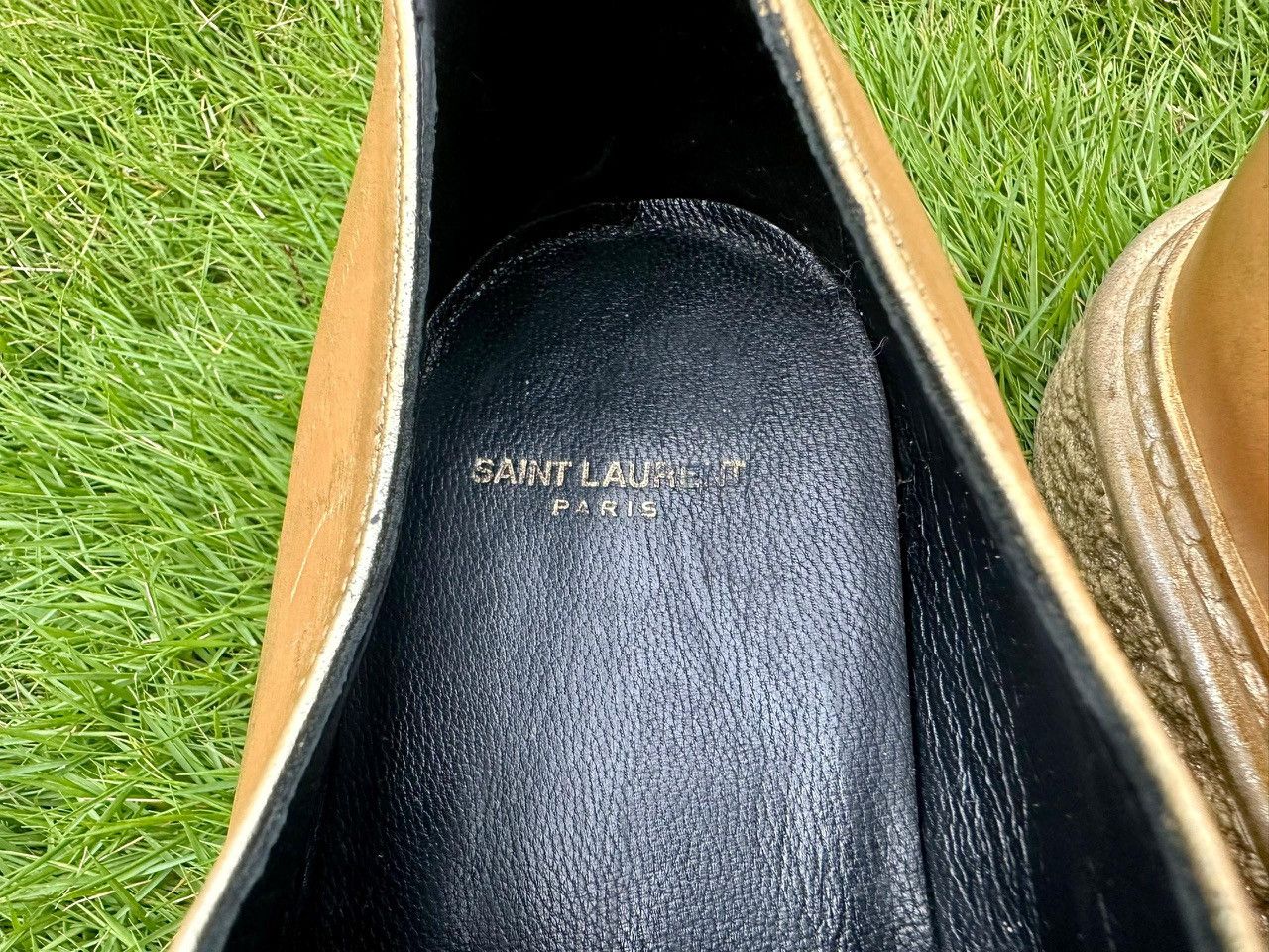 Hedi Slimane × Saint Laurent Paris Saint Laurent By Heidi Slimane Metallic Gold Lace Up Classic Size US 9.5 / EU 42-43 - 5 Thumbnail