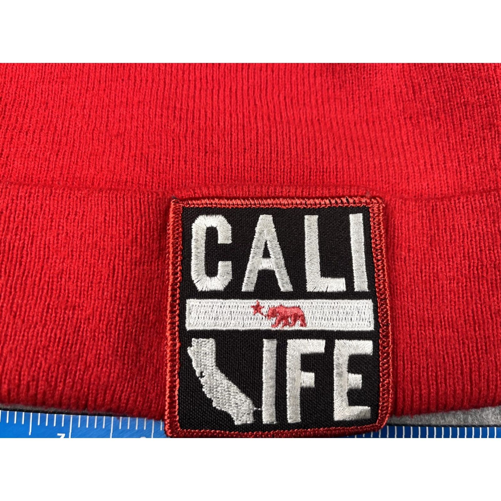 Vintage Cali Life Hat Beanie Mens One Size Red Knit California Logo Winter USA Patriotic Size ONE SIZE - 2 Thumbnail