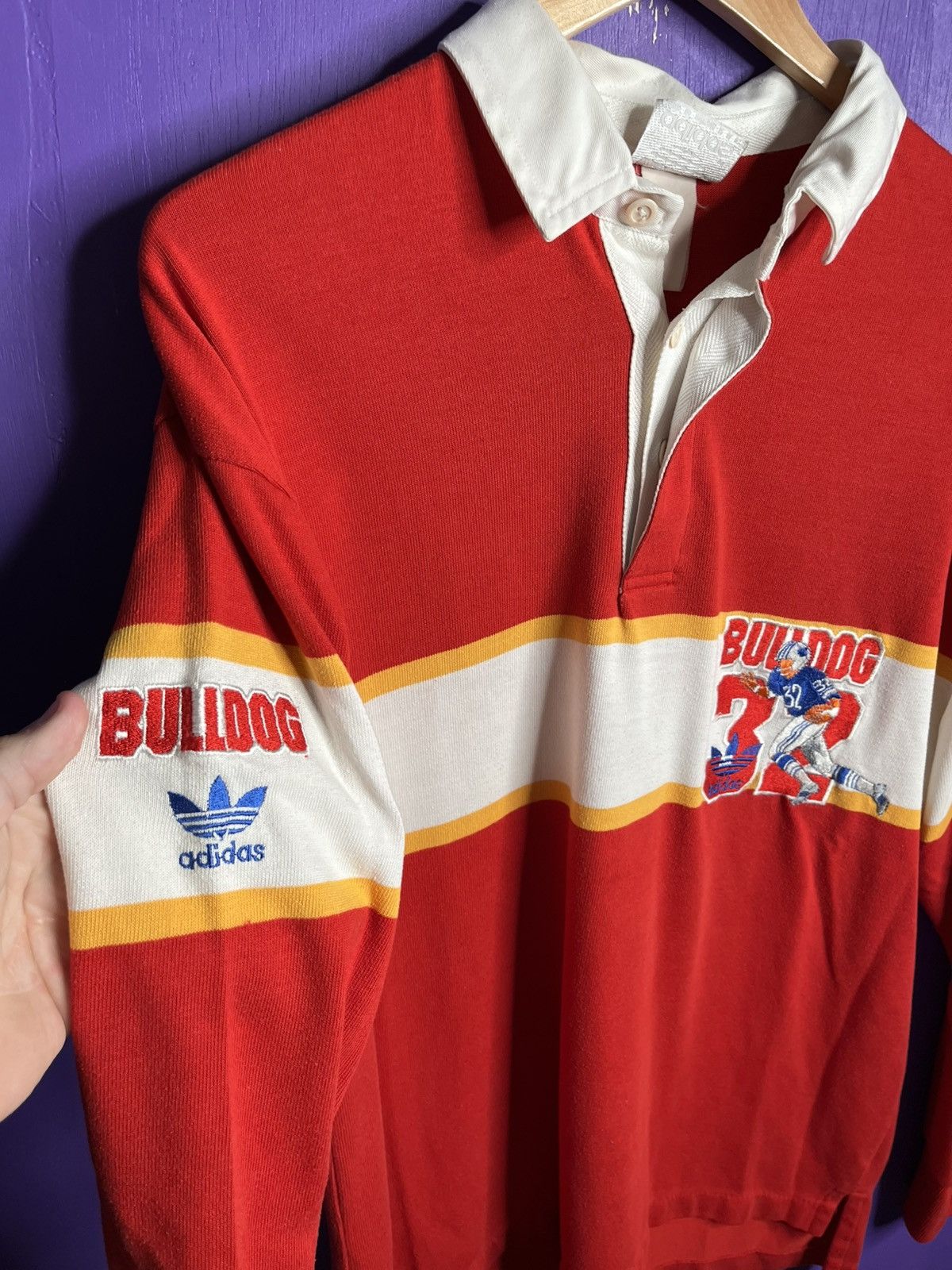 Adidas × Vintage Vintage 80s Adidas OJ Simpson bulldog rugby shirt Size US XL / EU 56 / 4 - 3 Thumbnail