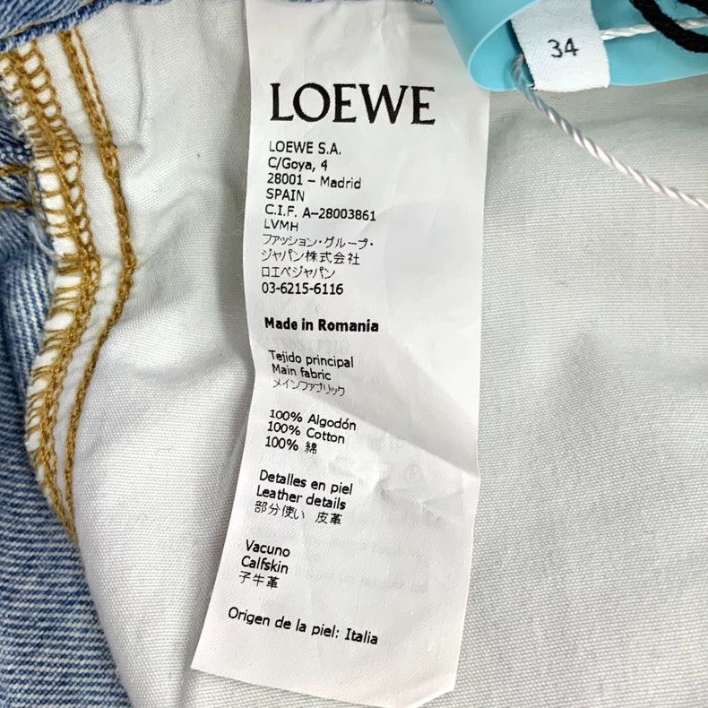 Loewe LOEWE Blue logo leather cotton casual jeans Size 42" / US 20 - 7 Thumbnail
