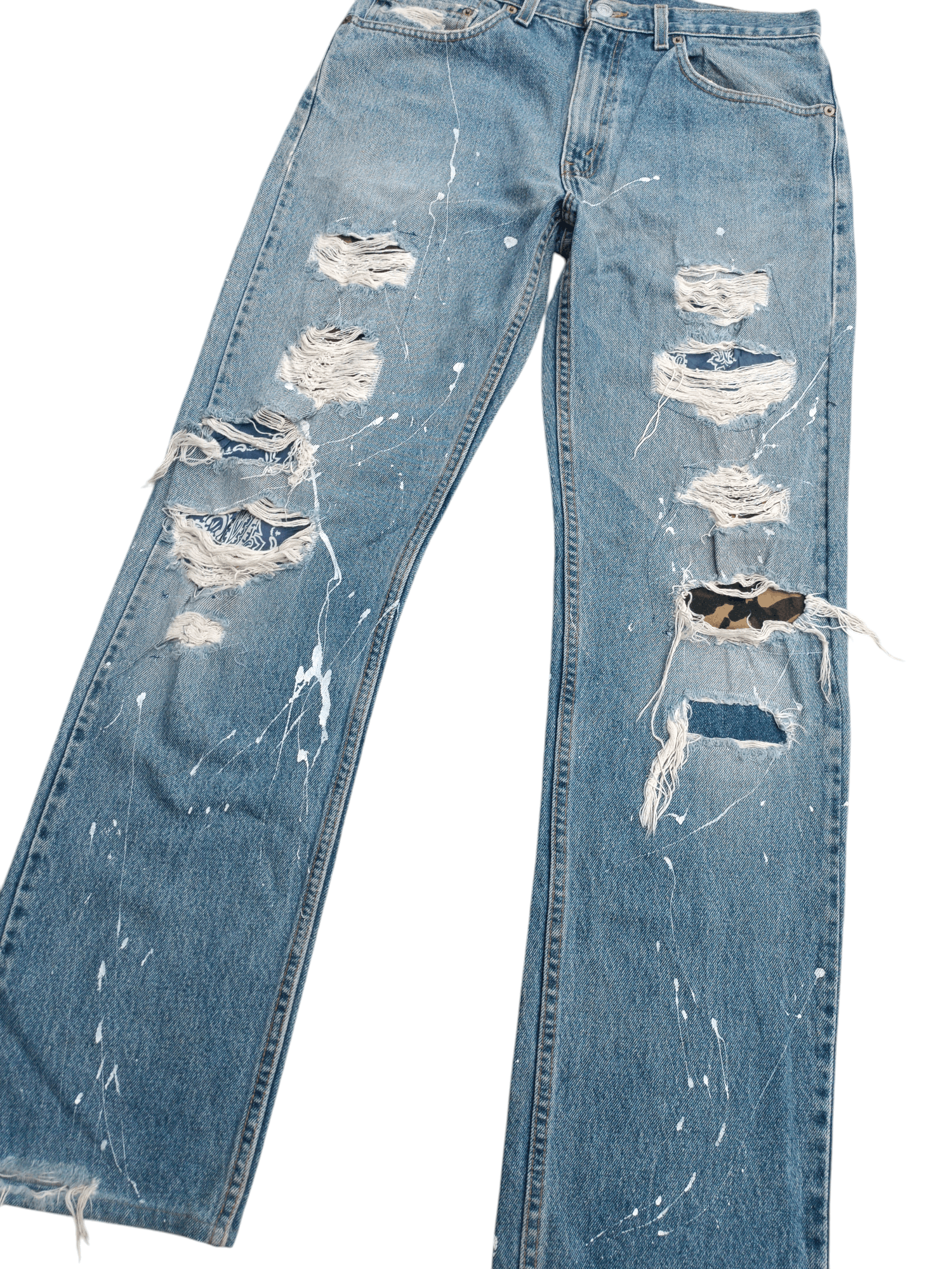Levi's × Vintage Y2K Levis 505 Regular Straight Cut Distressed Splatter Denim Size US 32 / EU 48 - 2 Thumbnail