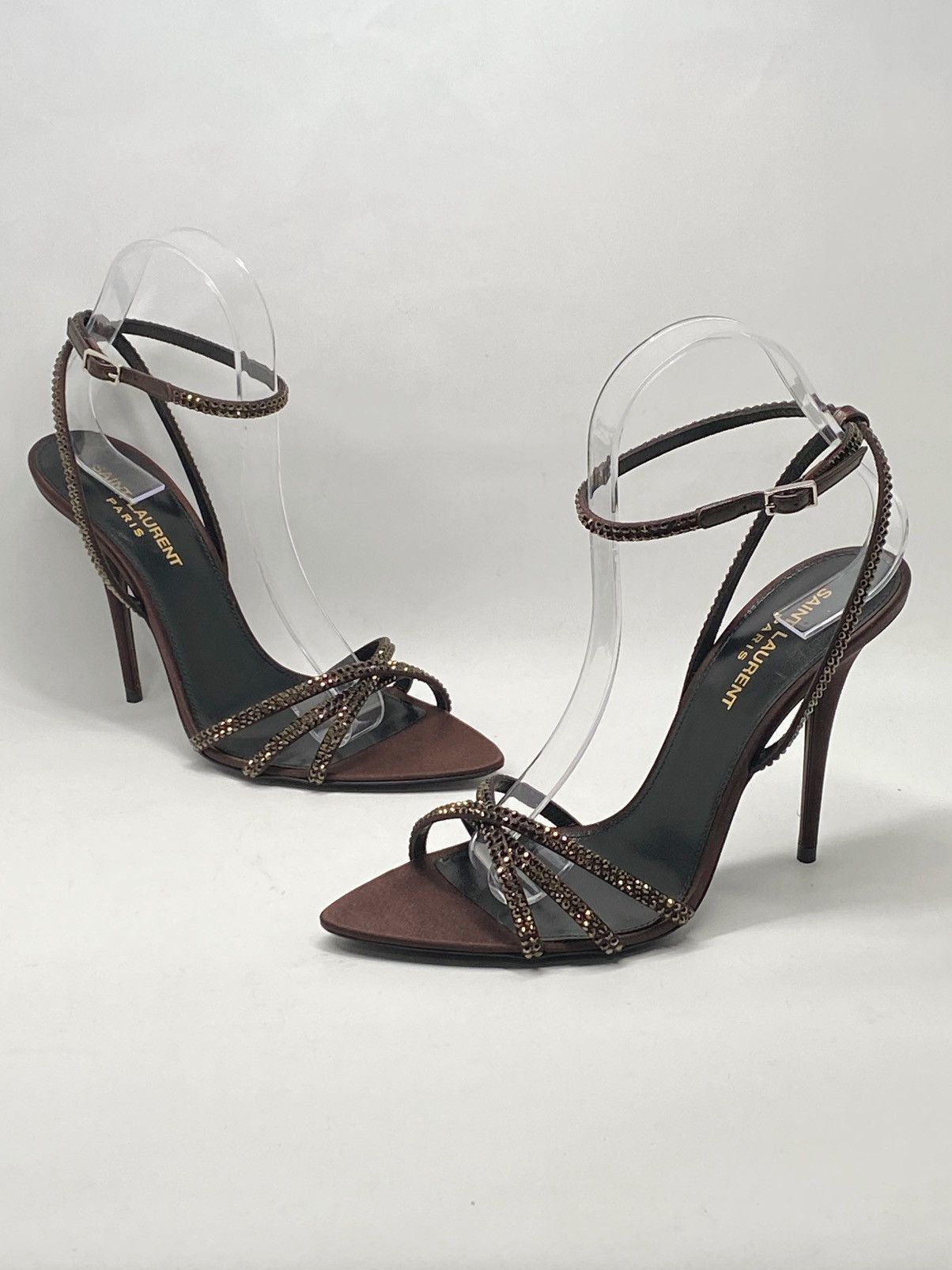 Yves Saint Laurent Saint Laurent Ava Sandals Satin with Rhinestones size 37.5 Size US 7.5 / IT 37.5 - 9 Thumbnail