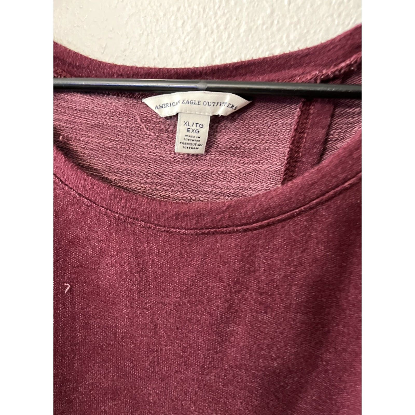 American Eagle Outfitters VINTAGE American Eagle Women's Blouse XL Long Sleeve Top Pullover Casual Classic Solid Maroon Red Size XL / US 12-14 / IT 48-50 - 3 Thumbnail
