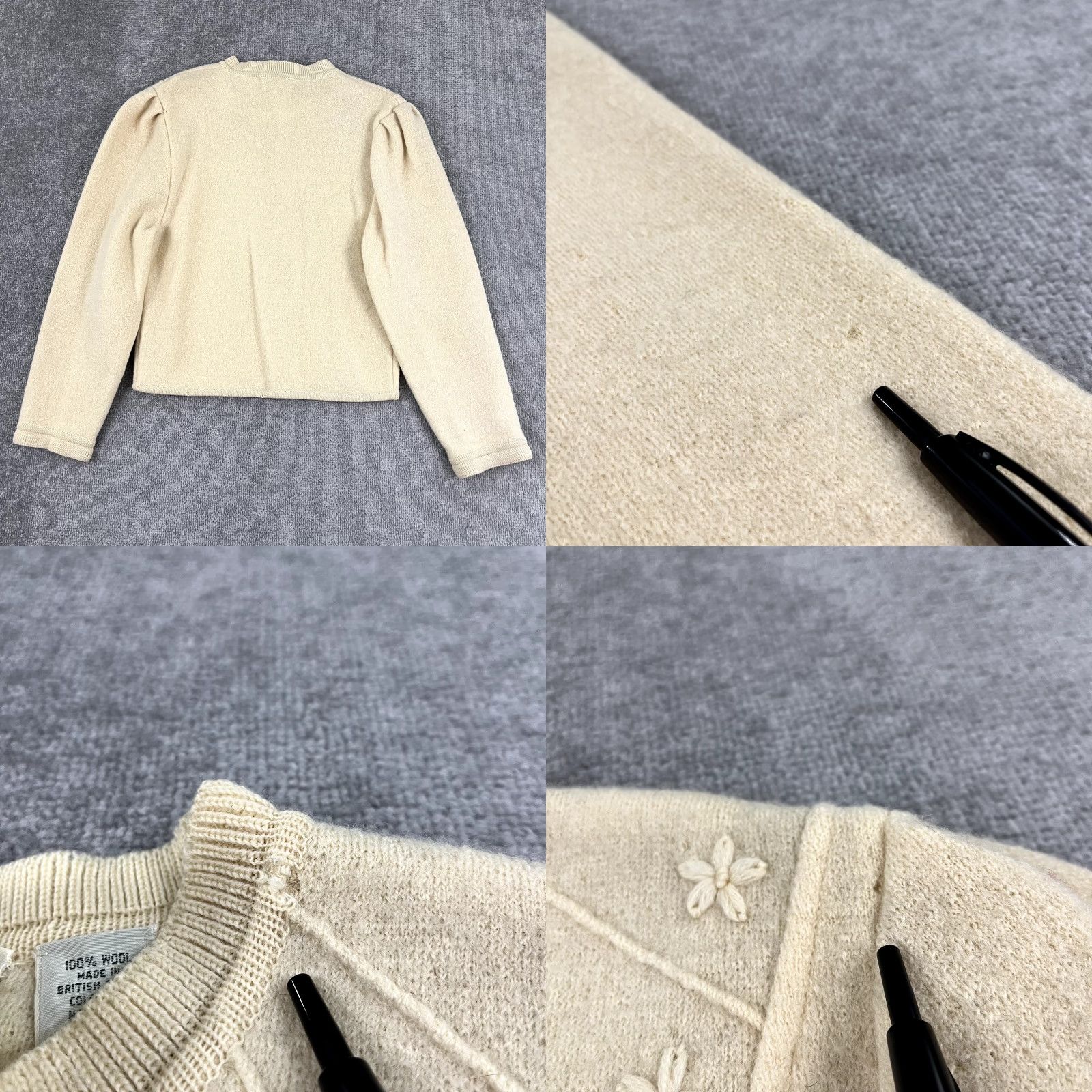 Vintage Carroll Reed Women's Cardigan Sweater Size 14 Brown 100% Wool Floral Stitch Lightweight Casual Size XL / US 12-14 / IT 48-50 - 8 Thumbnail