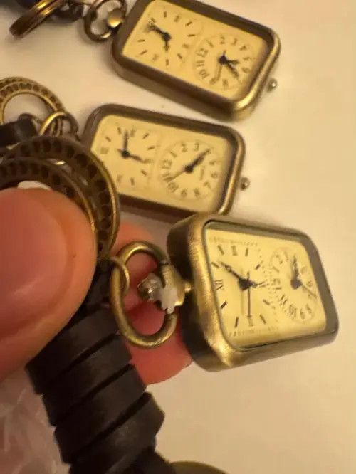 Jewelry retro double time movement quartz key chain Size ONE SIZE - 7 Thumbnail