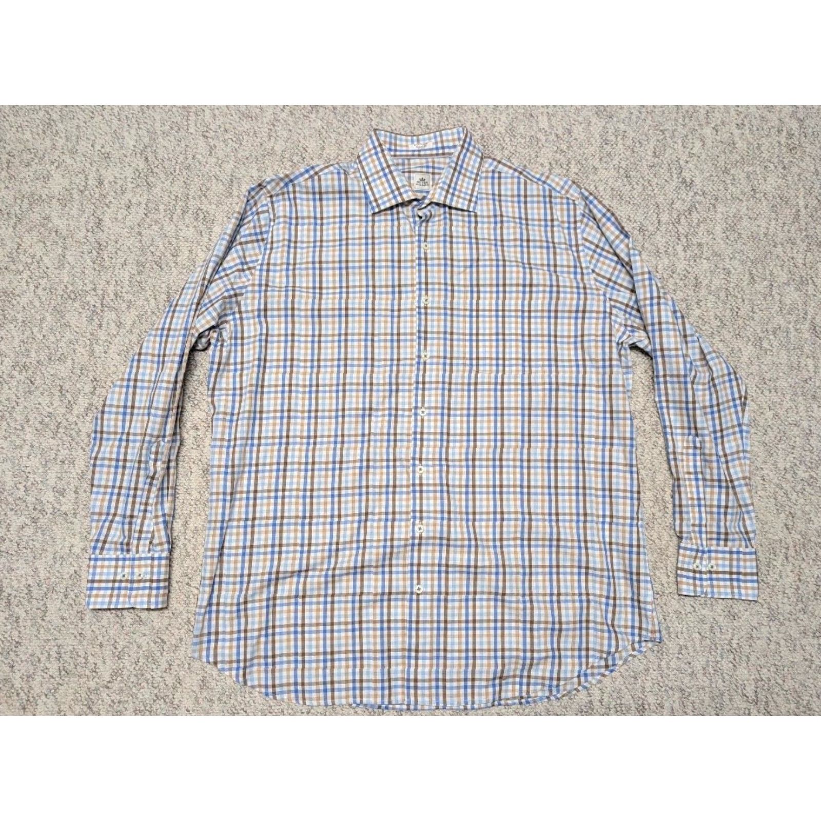 Peter Millar PETER MILLAR long sleeve GINGHAM cotton shirt XL blue plaid men's shirt XL Size US XL / EU 56 / 4 - 4 Thumbnail
