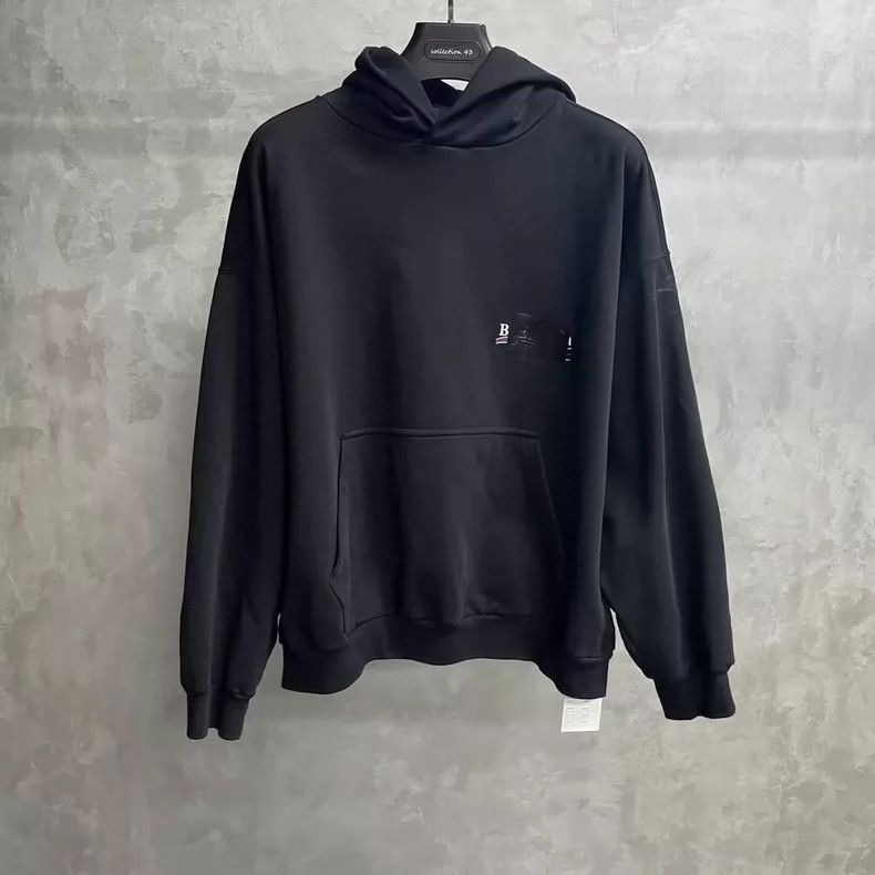 Balenciaga Balenciaga Black Logo Print Hooded Sweatshirt-dmc Size US XL / EU 56 / 4 - 1 Thumbnail