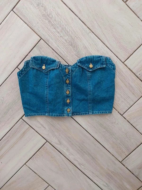 Vintage Vintage denim tube top Size M / US 6-8 / IT 42-44 - 7 Thumbnail
