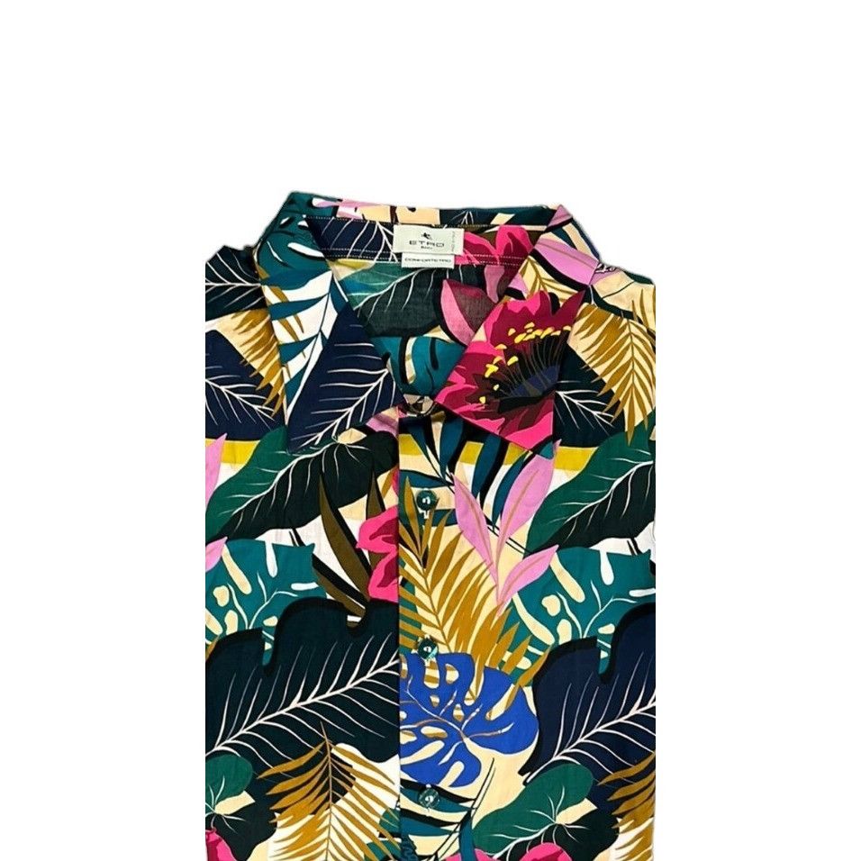 Etro ETRO Milano Mens Shirt 45 XXL Floral Tropical Button Down Bl Size US XXL / EU 58 / 5 - 2 Thumbnail